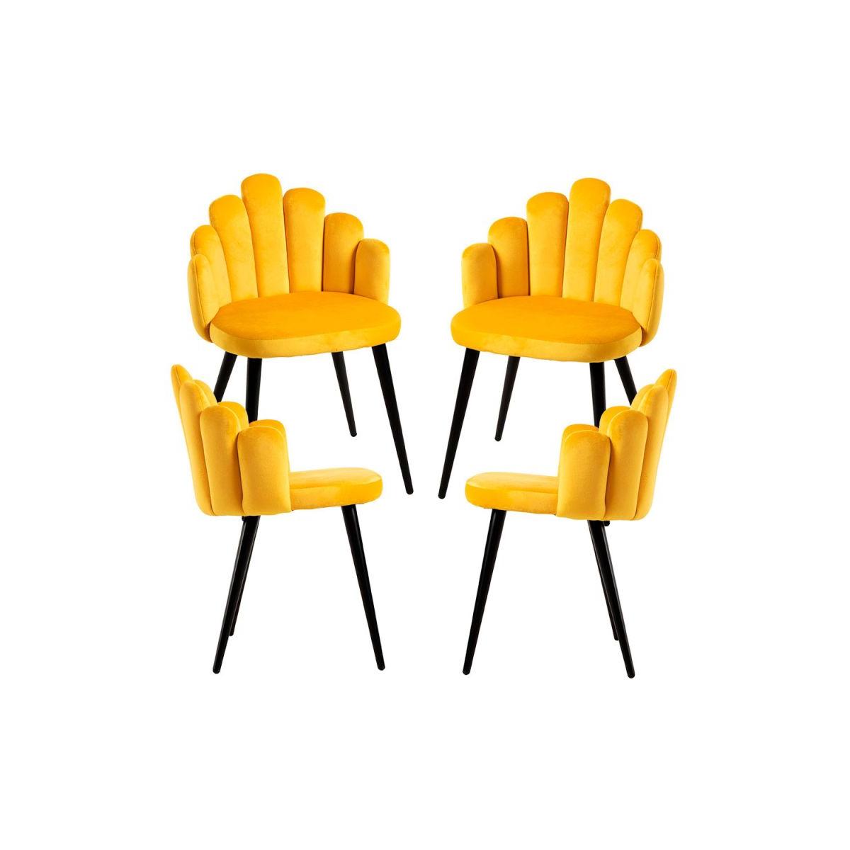 Regalos Miguel - Packs Sillas Comedor - Pack 4 Sillas Hand Patas Negras Terciopelo - Amarillo