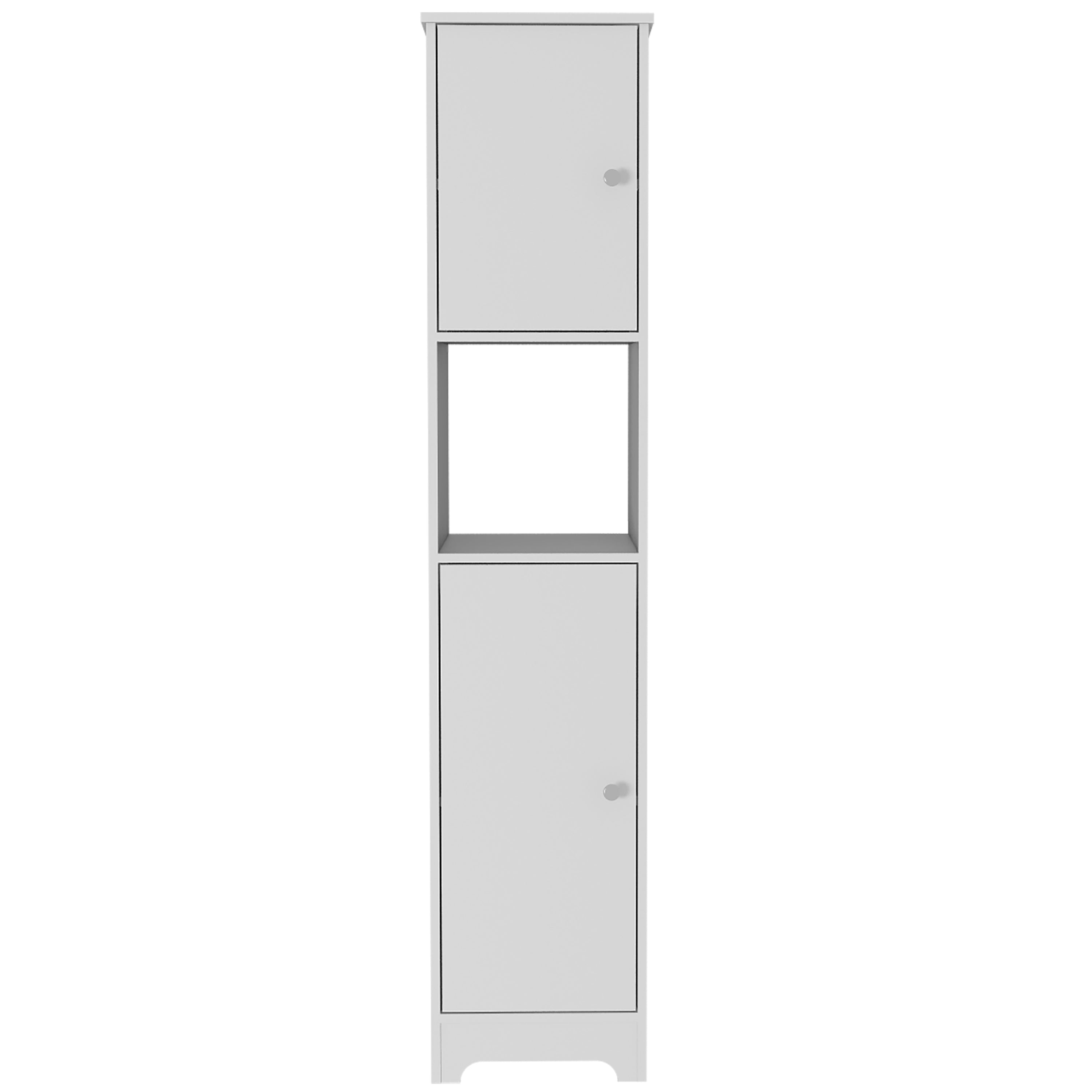 TUHOME - Columna de baño vertical Ibis con almacenamiento inteligente, estante abierto y diseño moderno, fabricada en tablero de partículas, blanco