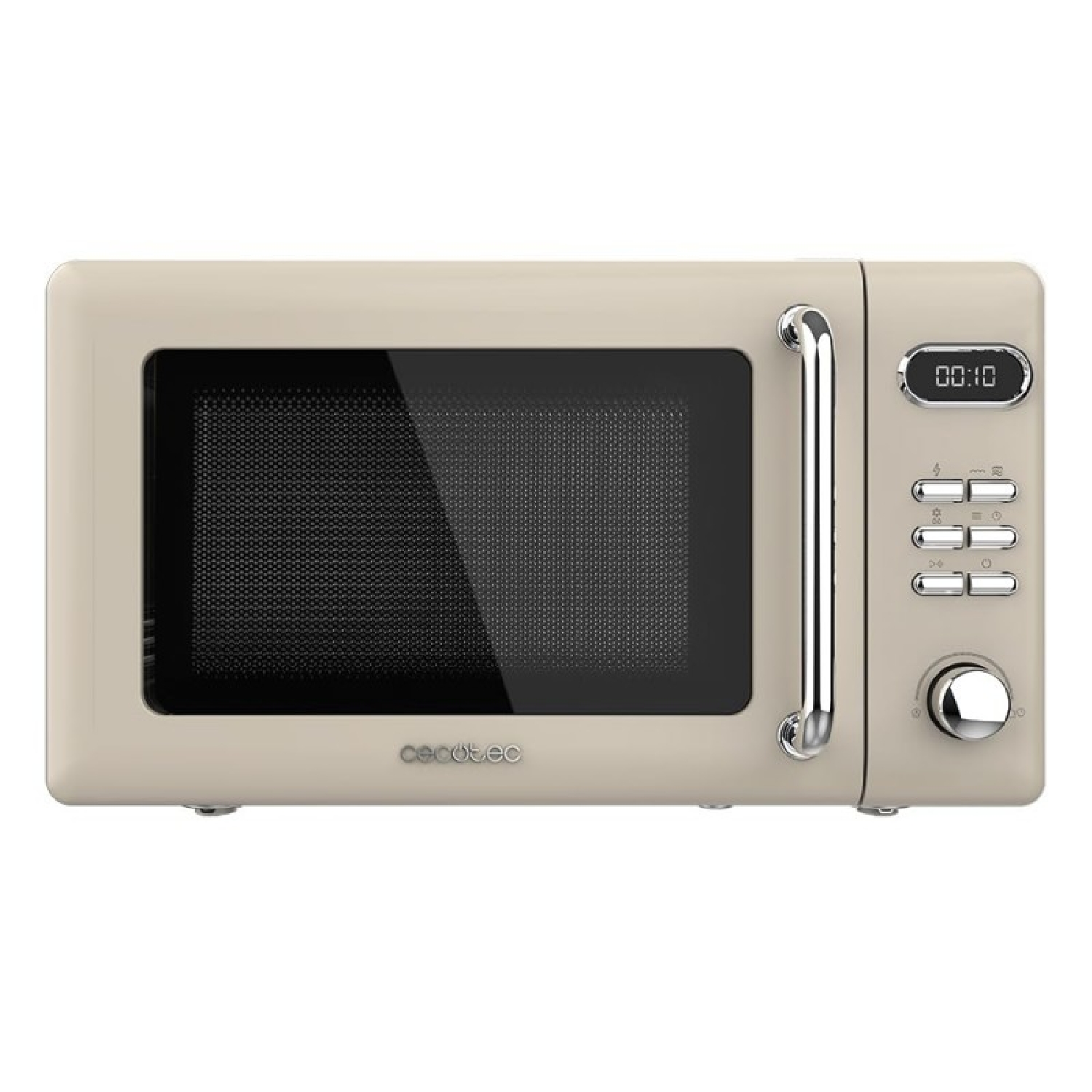 Cecotec Microondas Digital con Grill de 20 L Proclean 5110 Retro Beige. 700 W en 5 Niveles, Temporizador hasta 60 mins
