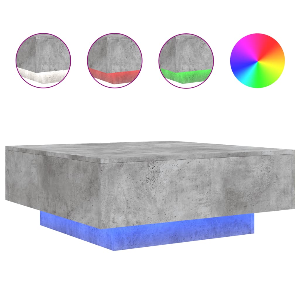 Mesa de Centro LED Vidaxl 80x80x31 Cm Blanco