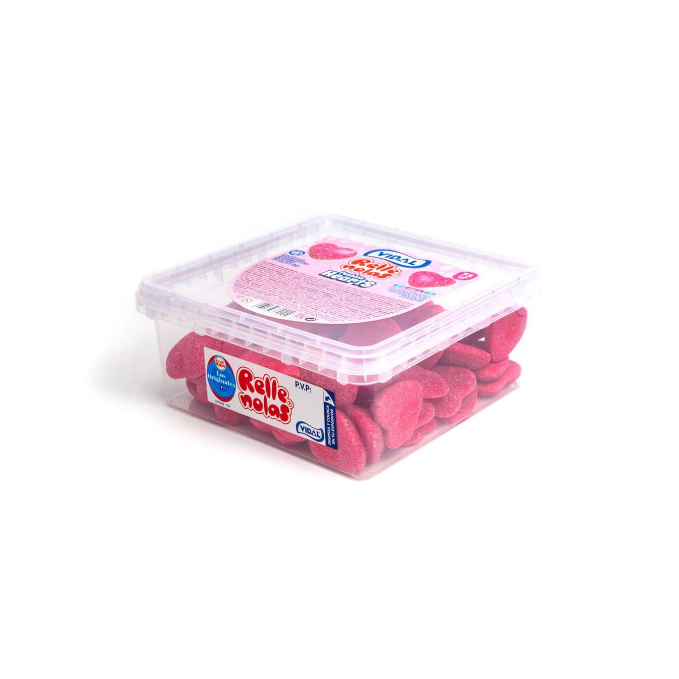 Gominolas de Vidal Rellenas en bandeja de 75 unidades - Unión de texturas que te dejará un dulce sabor en la boca y ganas de repetir - Diferentes modelos a elegir, besos, fresas, calaveras, ojos, moras... Chuches sin gluten y sin grasa