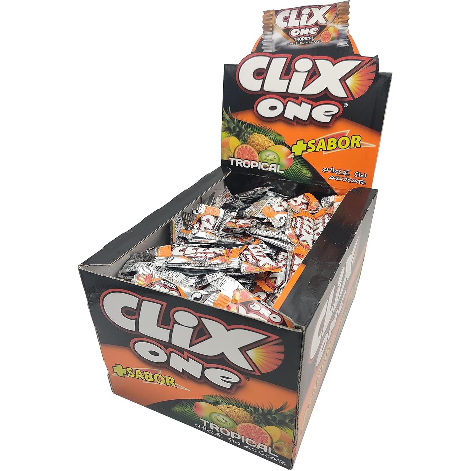 Chicles Clix Sabores Surtidos - Chicle Clix 200 Uniades - Sin Azucar - Chicles Clix Fresa - Menta - Mojito - Sandia - Clorofila - Hierbabuena - Tropical - Regaliz de Fresa