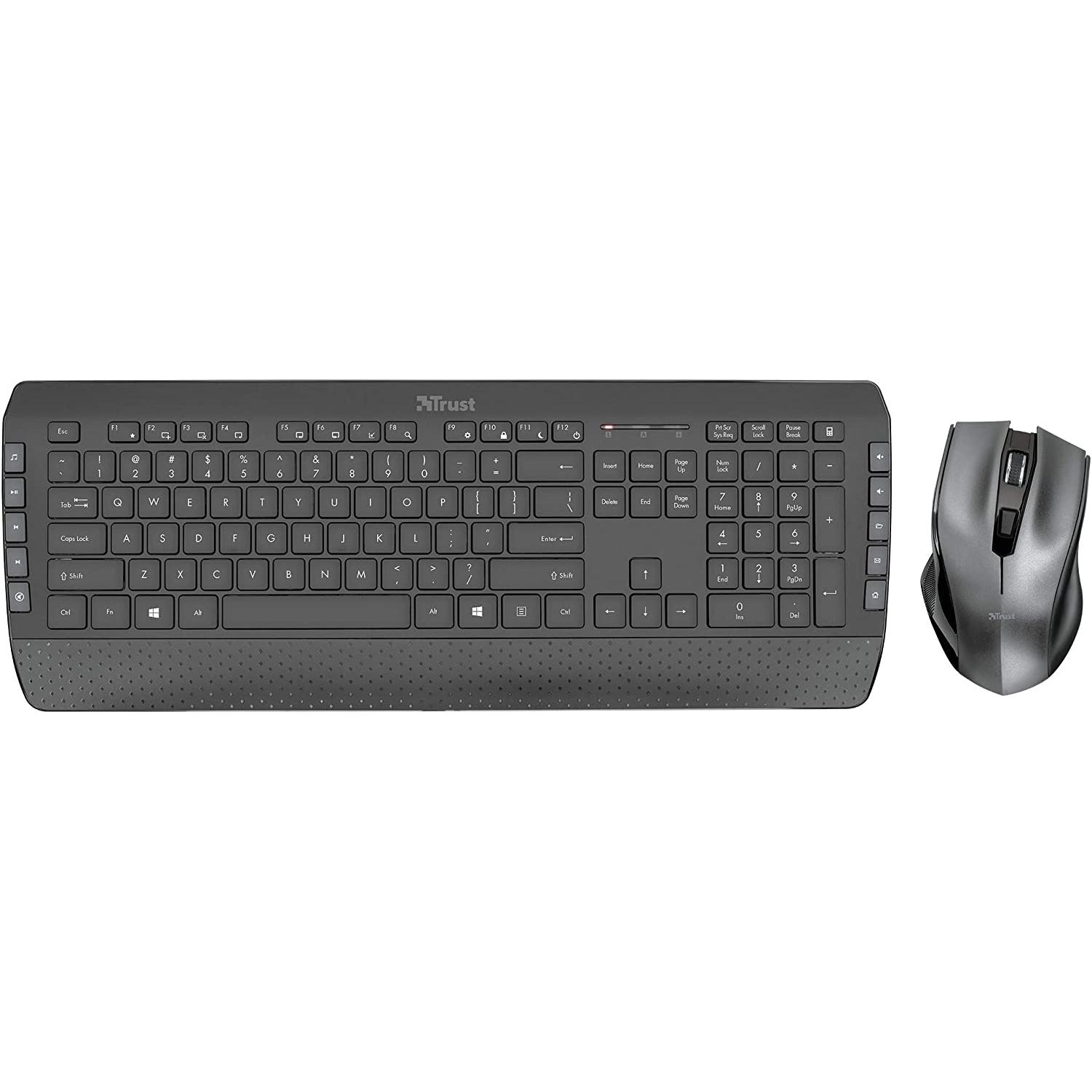 Teclado + raton inalambrico trust tecla 2 pulsacion perfil bajo raton 6xbotones negro y plata  23475