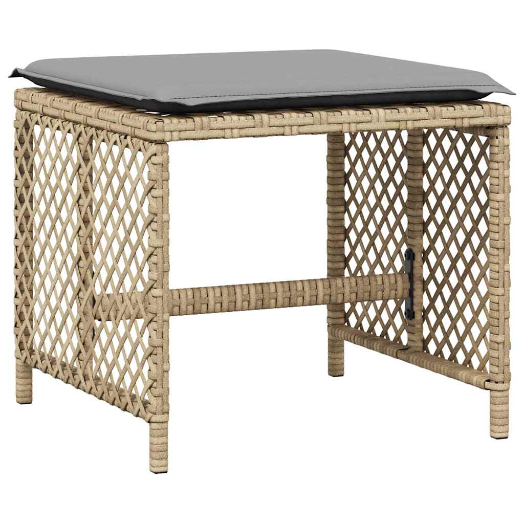 vidaXL Taburetes de jardín con cojines 4 uds ratán PE 41x41x36cm