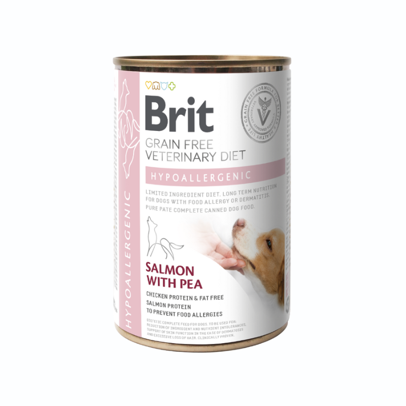 Brit Veterinary Diet Grain Free Hypoallergenic Salmón Latas para Perros - 6 Latas x 400gr