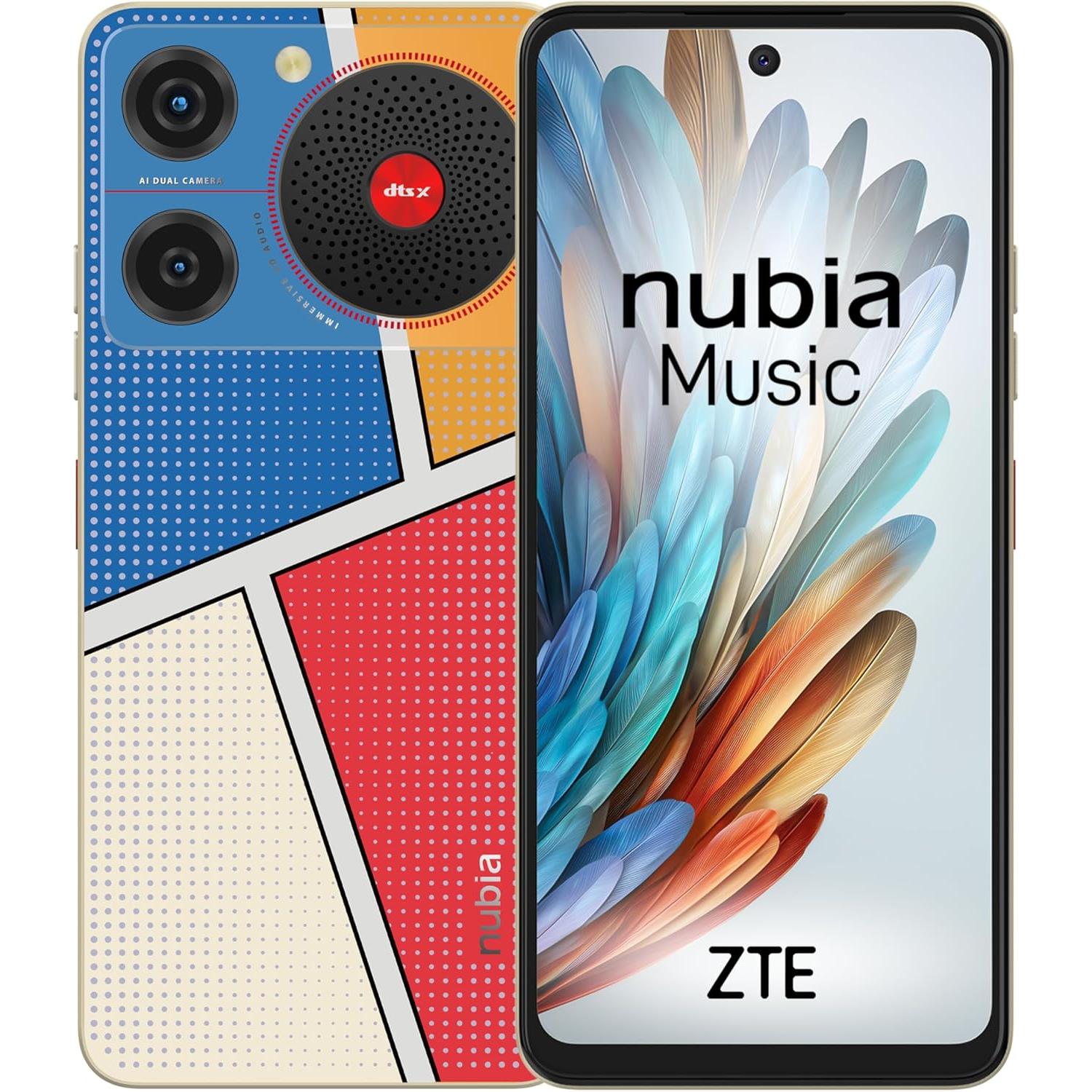 ZTE Nubia Music Smartphone 4G, Pantalla 6.6” HD 90Hz, 4GB RAM Ampliable, 128GB ROM, Cámara 50MP + Frontal 5MP, Dual SIM, Android 14, Unisoc SC9863A, Sonido DTS:X Ultra, Altavoz de 100db