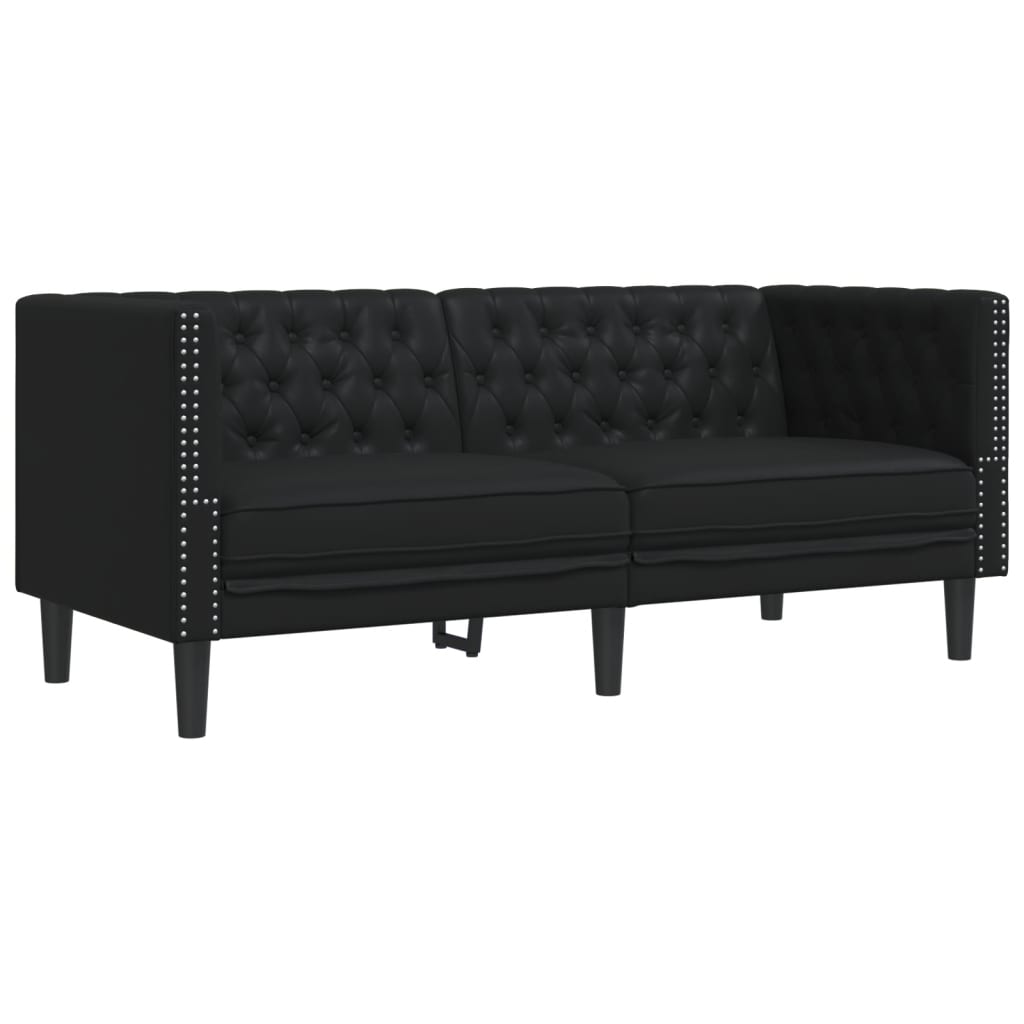 vidaXL Sofá Chesterfield de 2 plazas cuero artificial negro