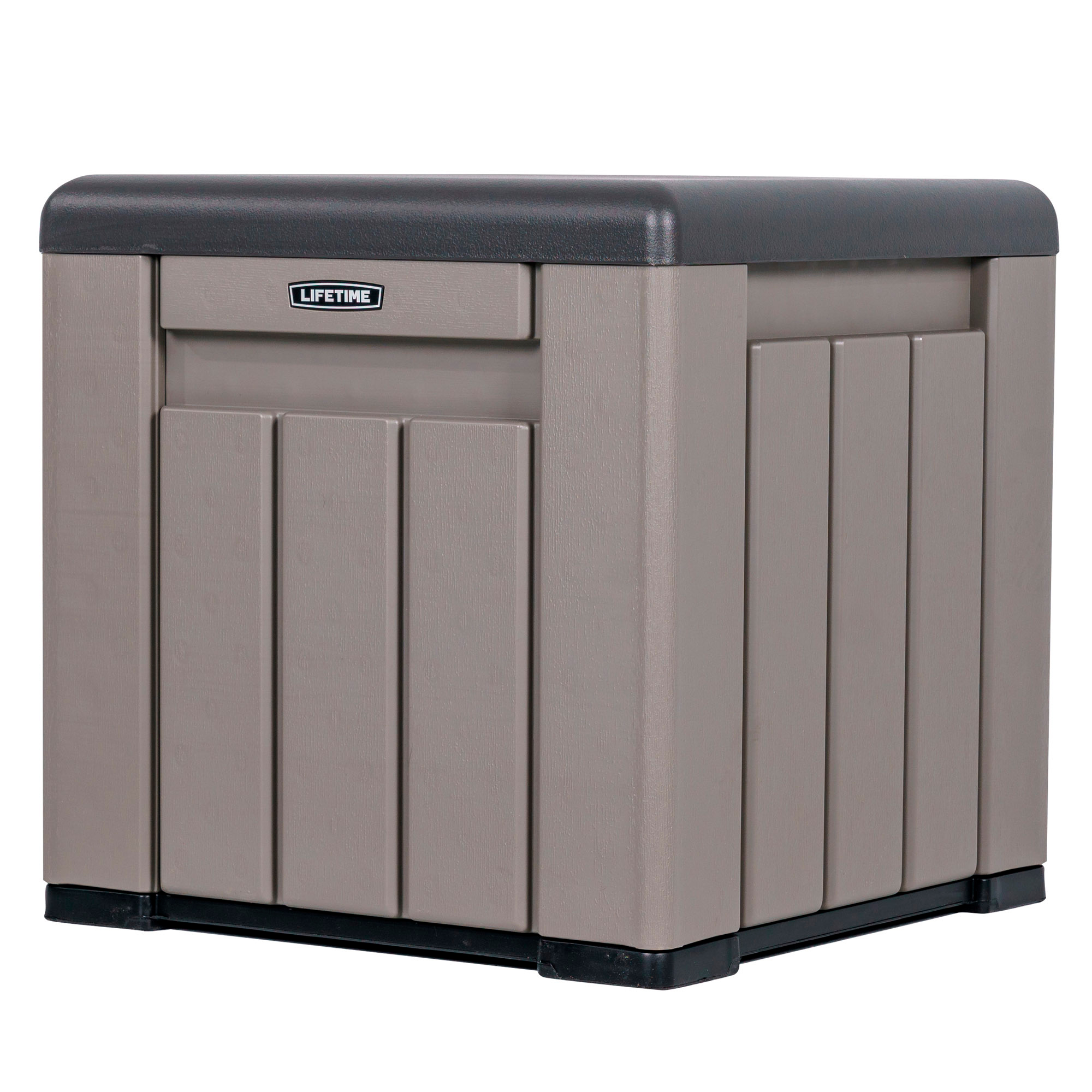 Lifetime - Baúl de jardín, 95 litros, 51x51x51 cm, caja de almacenamiento para jardín, 95 litros, baúl de exterior, mueble de terraza, organizador de herramientas, accesorio de almacenaje, resistente lluvia, protección UV, banco de almacenamiento