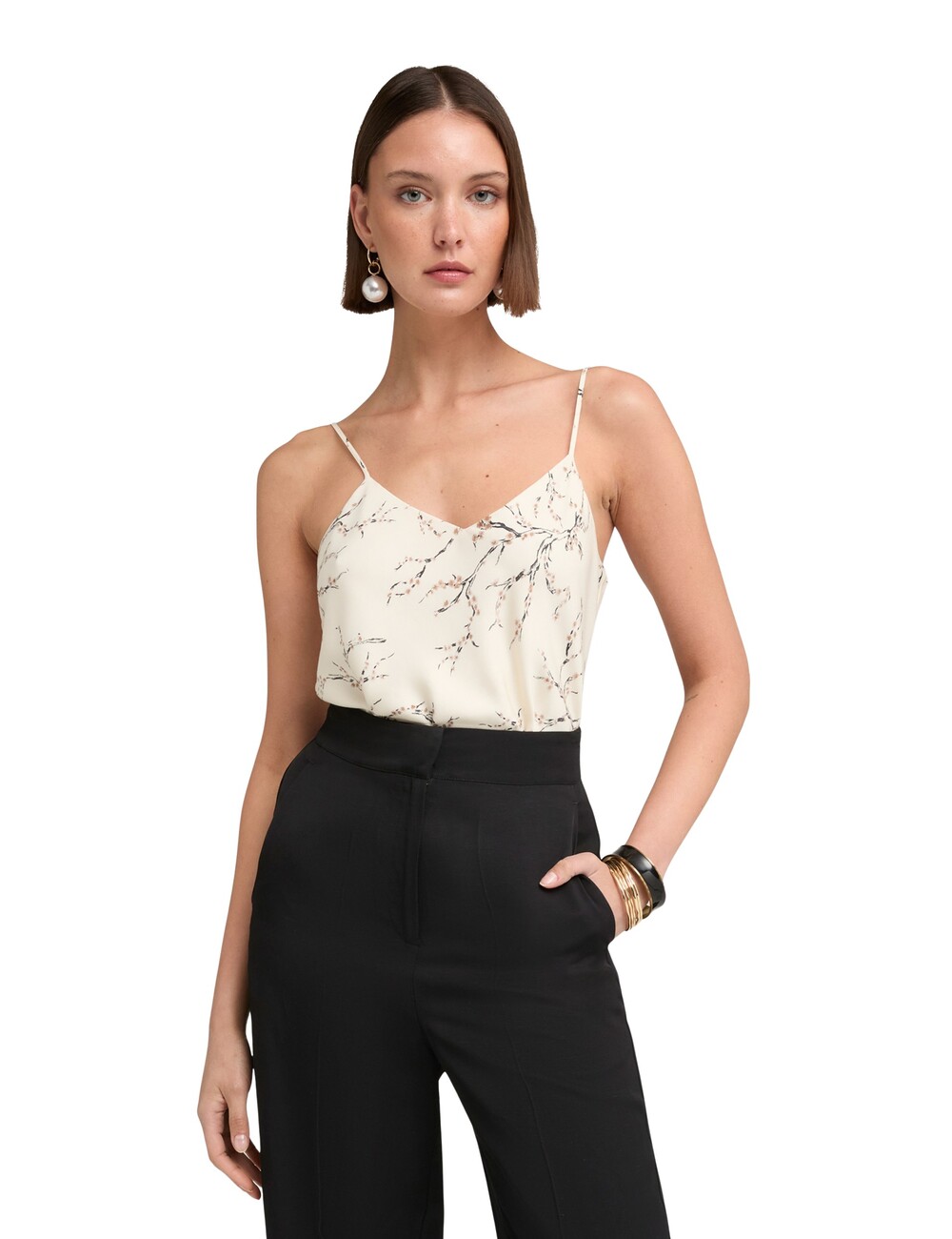 Motivi - Top de raso con estampado de flores