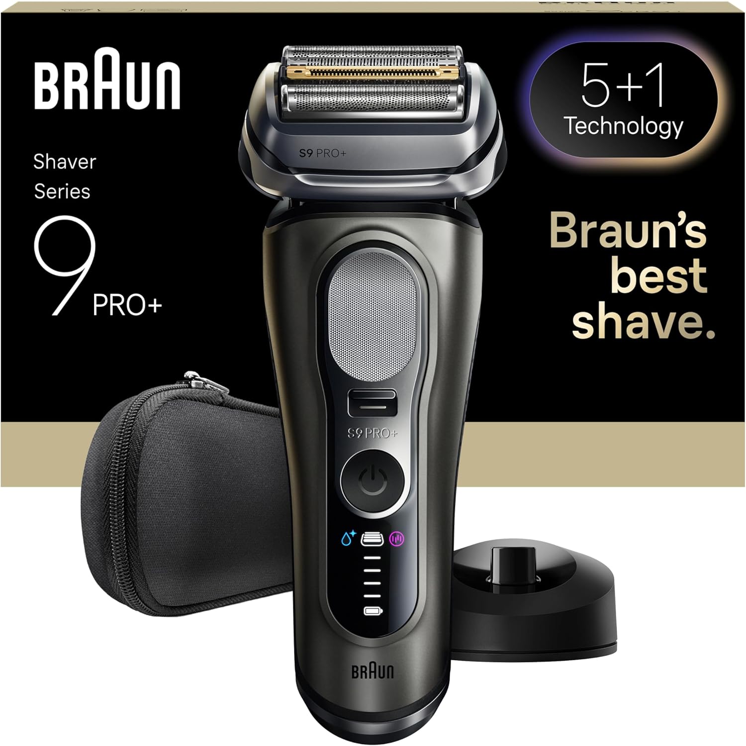 Braun Series 9 PRO+. Máquina de Afeitar Eléctrica para Hombre con Recortadora de Precisión y 5 Elementos de Afeitado Pro - Producto Europeo con Garantía Oficial.