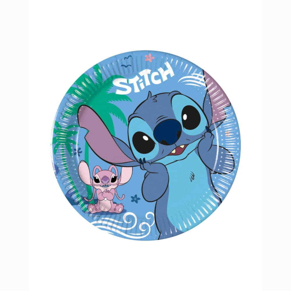Liragram España - Platos Desechables Motivo Stich Y Ángel 20 Cms - Pack 8 Unds