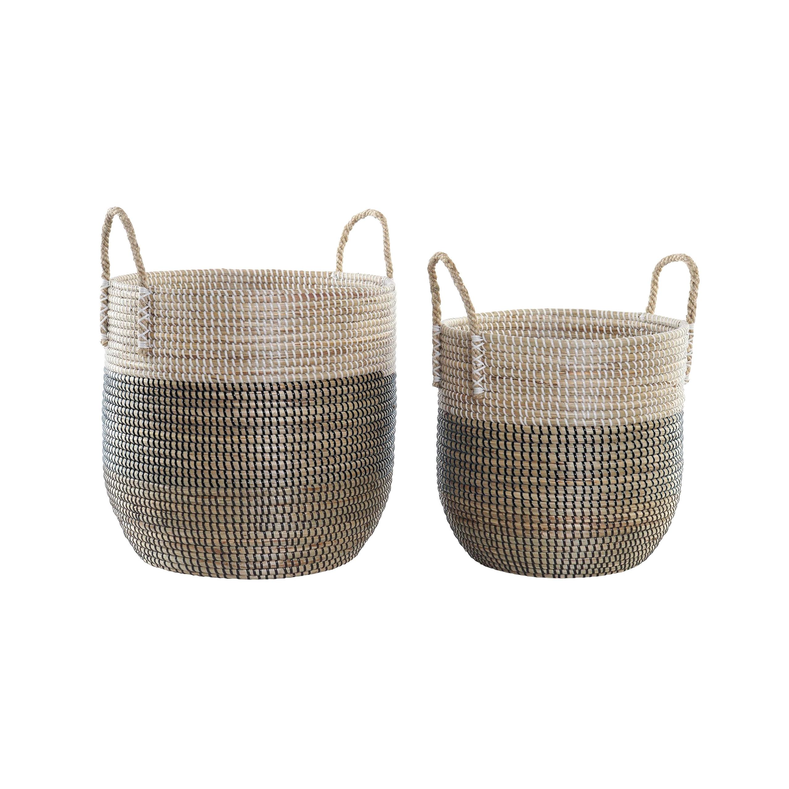 CESTA SET 2 SEAGRASS 44X44X49 BLANCO LD214445 - EL MEJOR COMPLEMENTO PARA TU HOGAR FIJALO