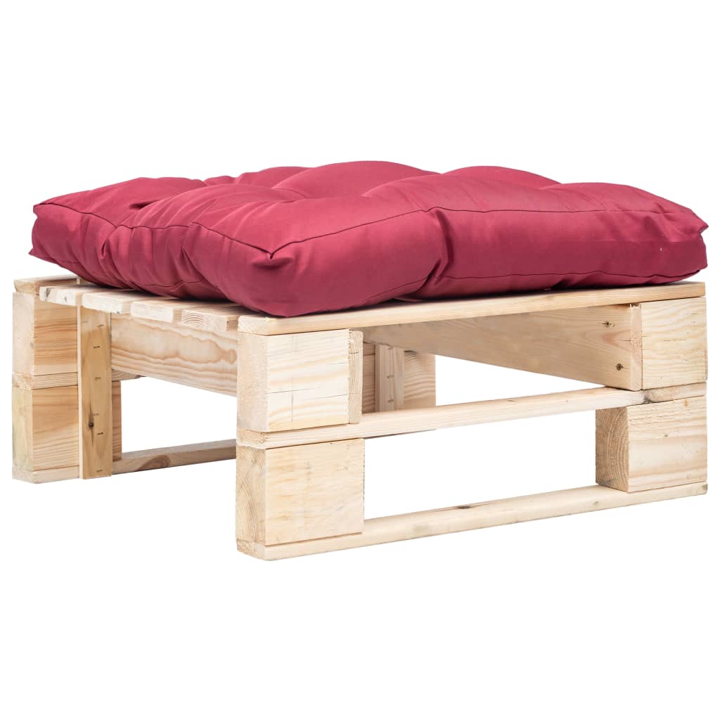 vidaXL Otomana de Jardín de Palés con Cojín Reposapiés para Patio Terraza Madera