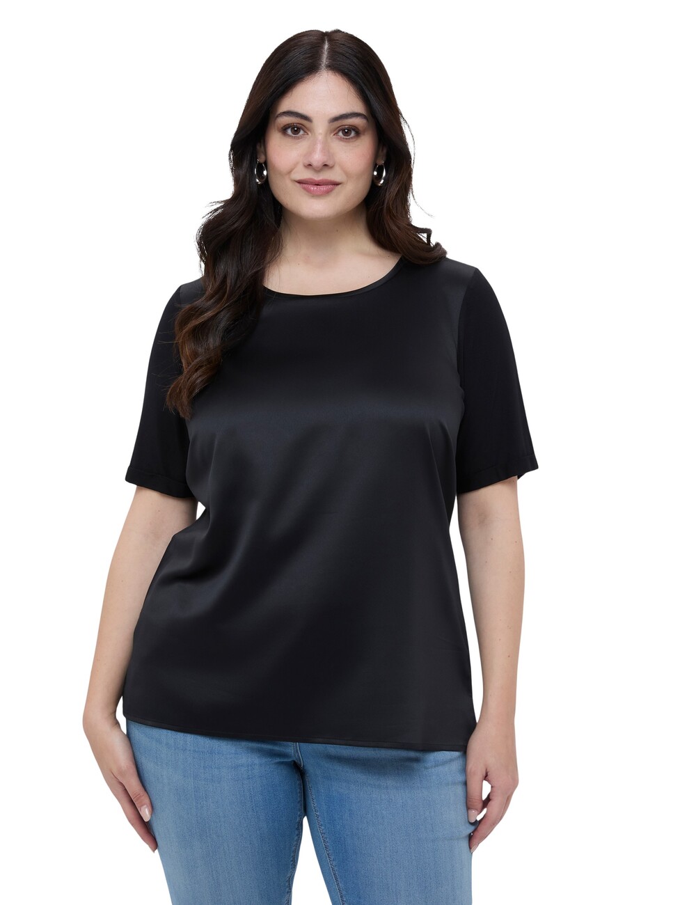 Fiorella Rubino - Camiseta bimaterial con cuello redondo