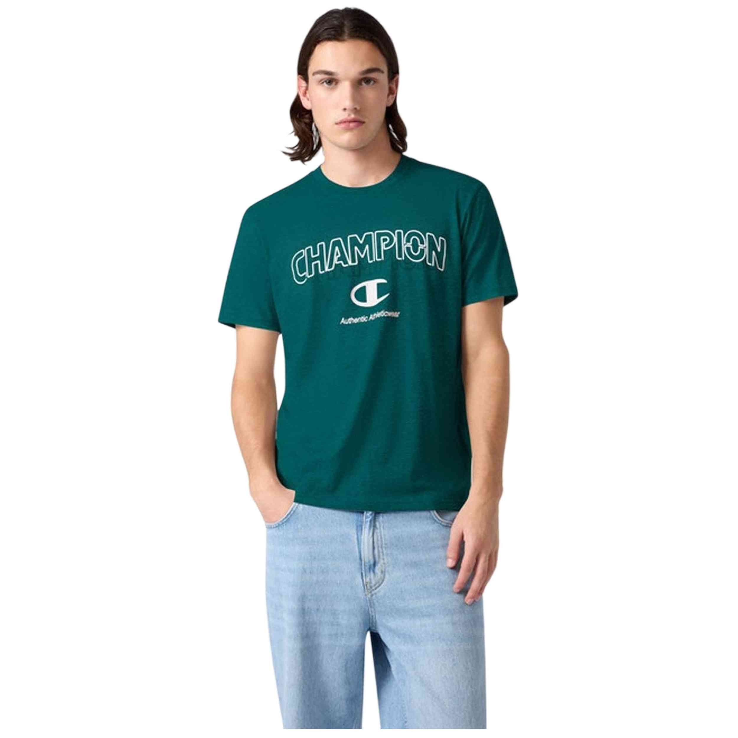 Camiseta De Manga Corta Champion modelo SS Tee para Hombre en color Verde