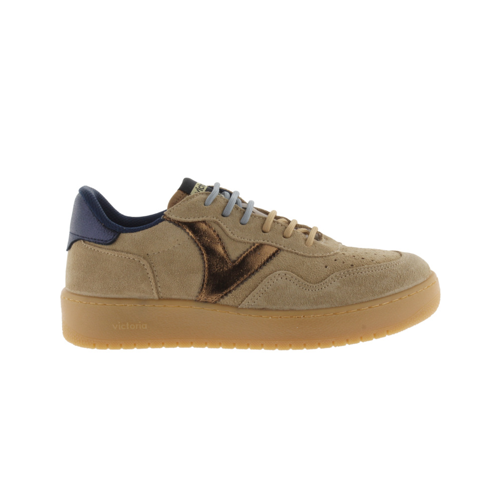 Victoria Madrid Zapatillas de serraje con piezas metalizadas y suela caramelo 1258274