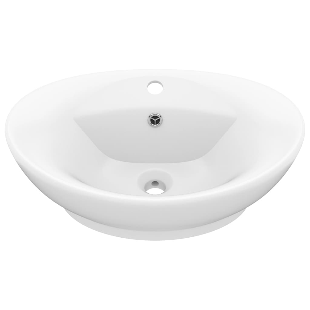 vidaXL Lavabo Lujoso con Rebosadero Cerámica  58,5x39 cm Tocador Color matte white,  matte light blue,  matte dark blue y mas