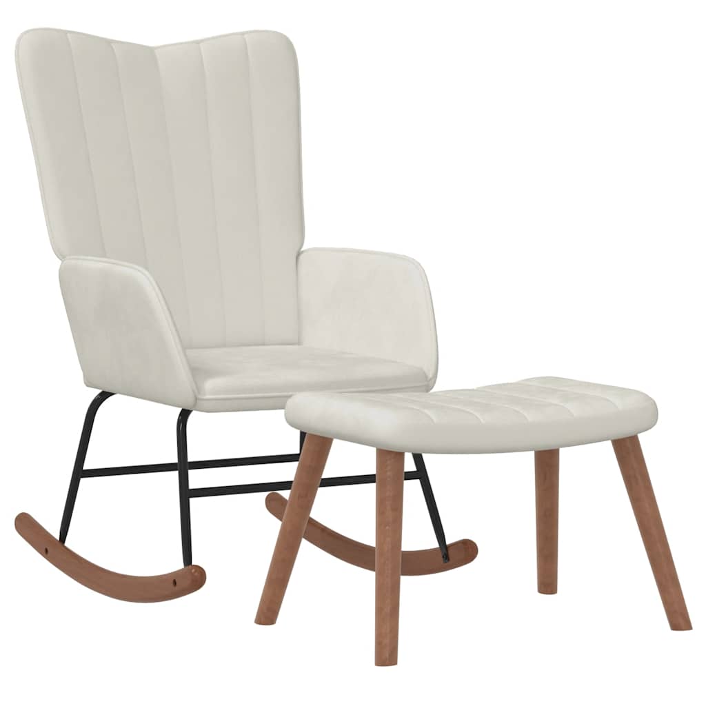 Vidaxl silla mecedora con reposapiés terciopelo Multicolor