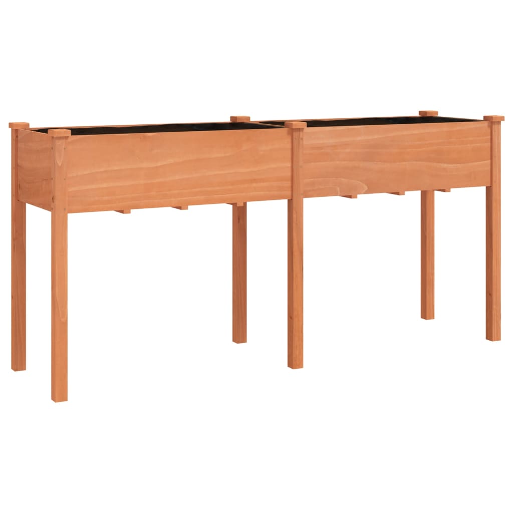 vidaXL Jardinera con forro madera maciza de abeto 161x45x76 cm Color Marrón claro,  Marrón,  Gris y mas