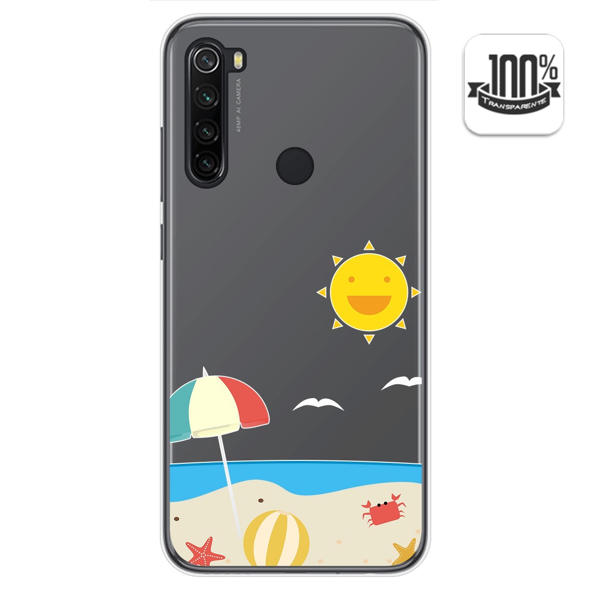 Tumundosmartphone Funda Gel Transparente para Xiaomi Redmi Note 8T diseño Playa Dibujos