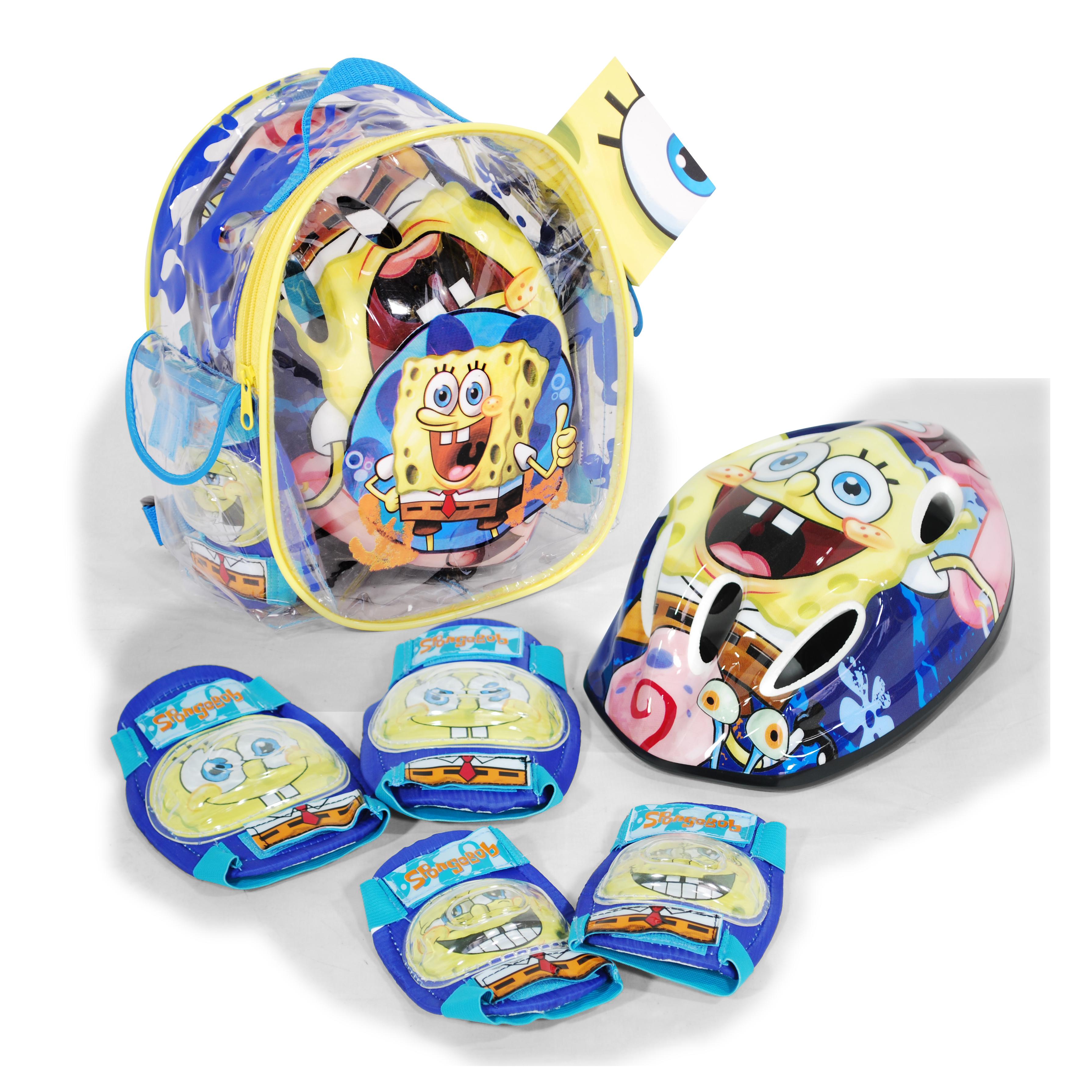 Mochila de Casco y Protecciones, con diseños exclusivos de Bob Esponja (8318) Incluye divertida mochila. Protecciones para rodillas y codos. Set para principiantes. Calidad al mejor precio. De acuerdo a la normativa CE. +3 años