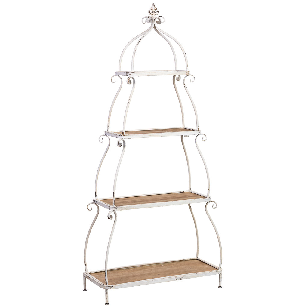 Wonderlust Deco - Estantería de madera y metal de 4 baldas marrón 80.5x35.5x173h cm Blanco 80,5x35,5x173h cm