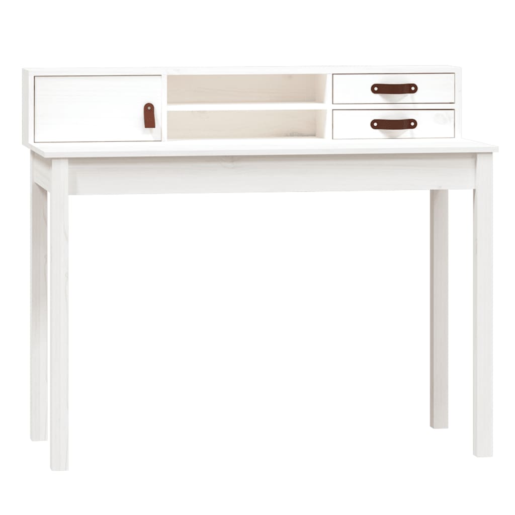 vidaXL Escritorio de madera maciza de pino blanco 110x50x93 cm