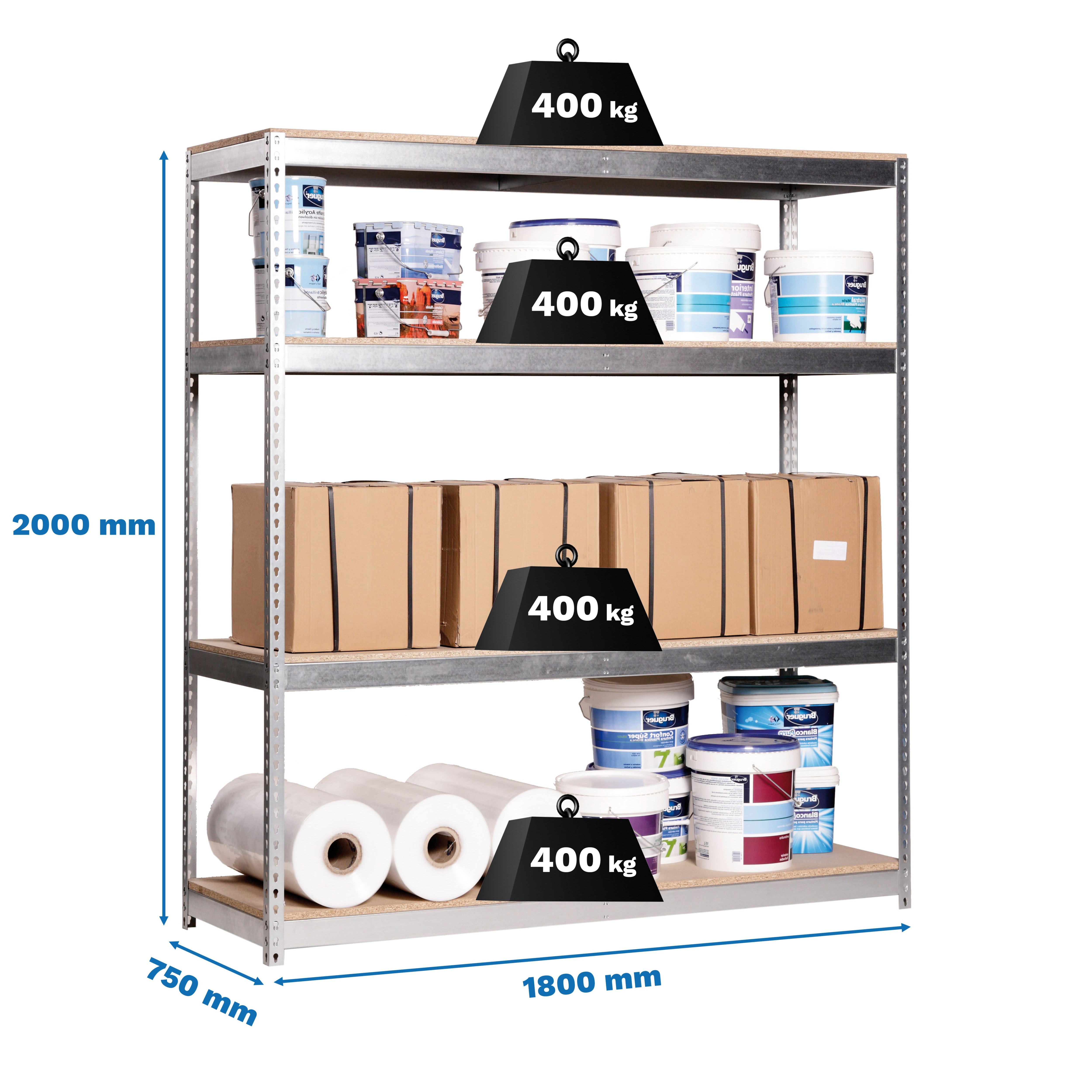 Estantería SIMONRACK Ecoforte 1807-4 chipboard galva/madera