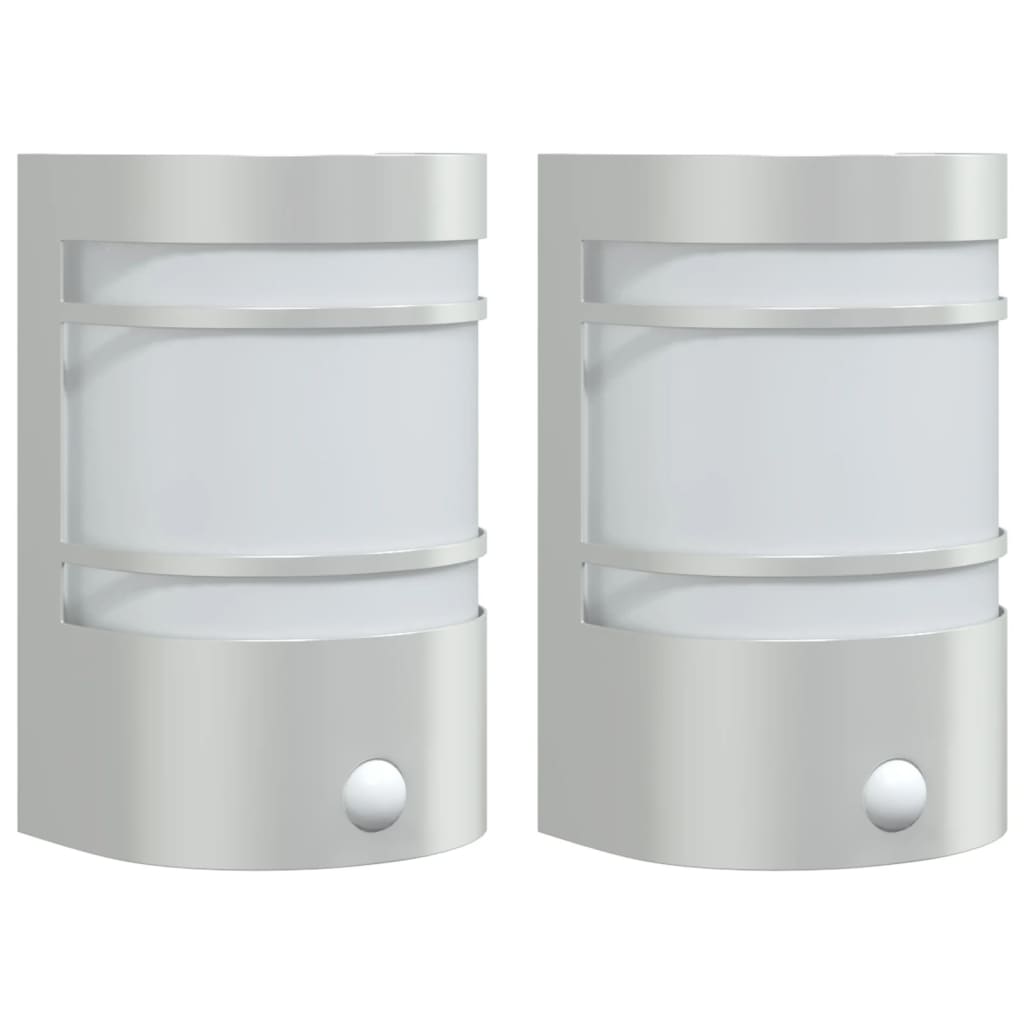 vidaXL Apliques de exterior con sensor 2 uds acero inoxidable Color Negro,  Plateado, y mas