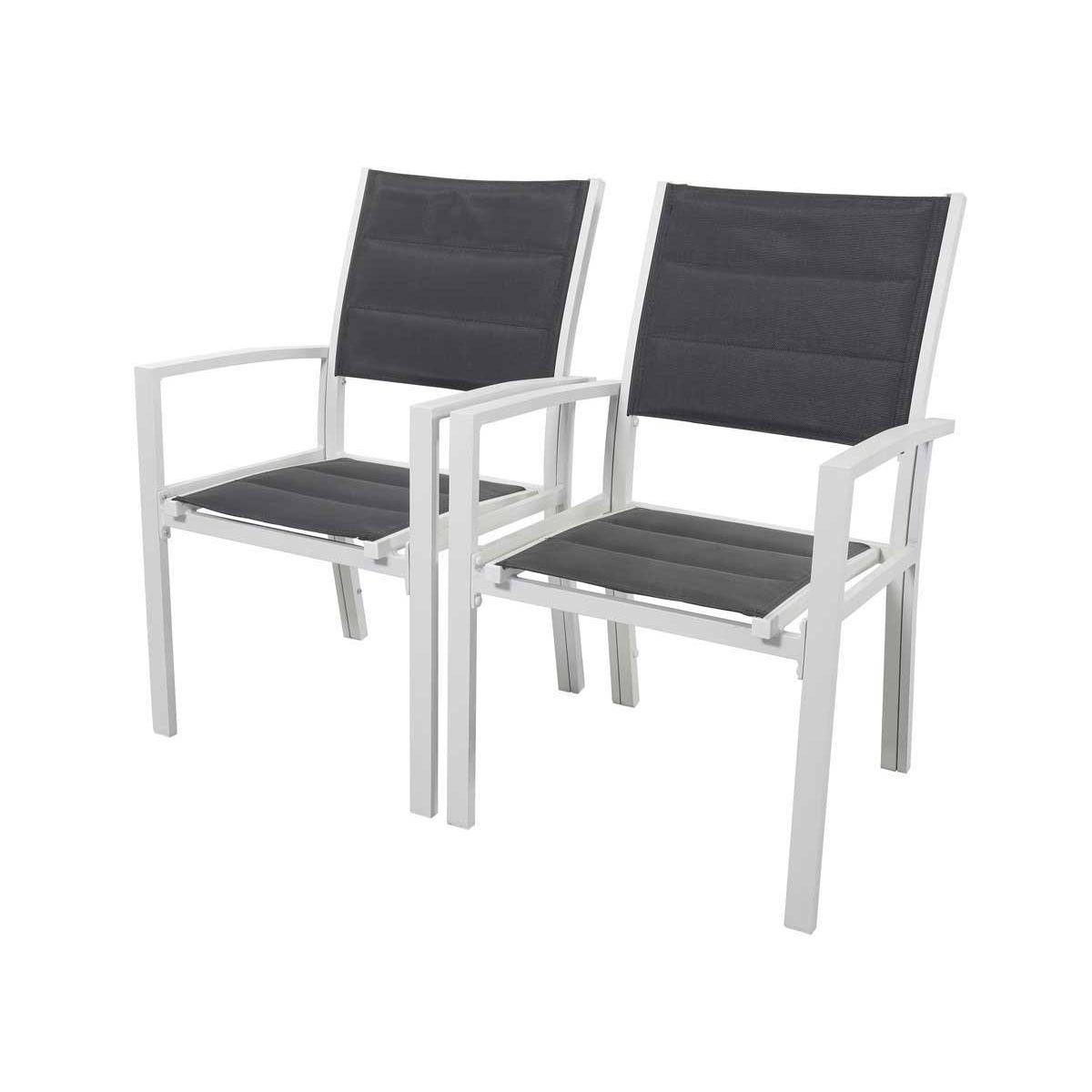 Habitat y Jardin - Juego de 2 sillas para jardín - "Brazil/Canaries" - Phoenix - Gris claro