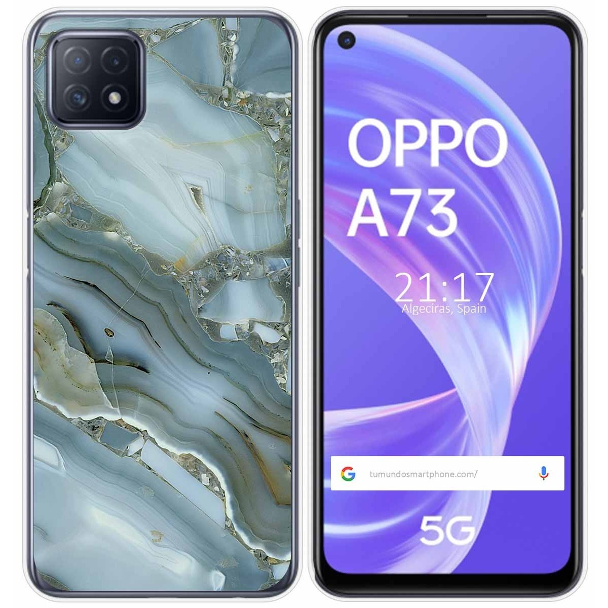 Tumundosmartphone Funda Gel Tpu para Oppo A73 5G diseño Mármol 09 Dibujos