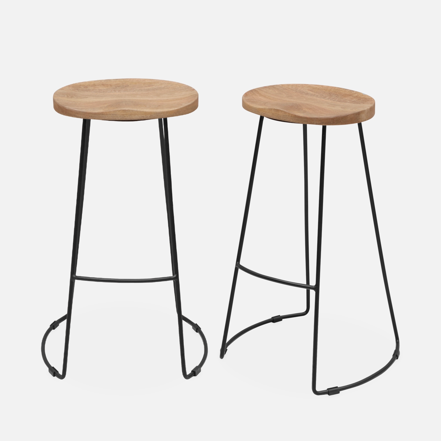sweeek - Taburete de bar de madera y acero, set de 2 , Jaya , 44x36x75