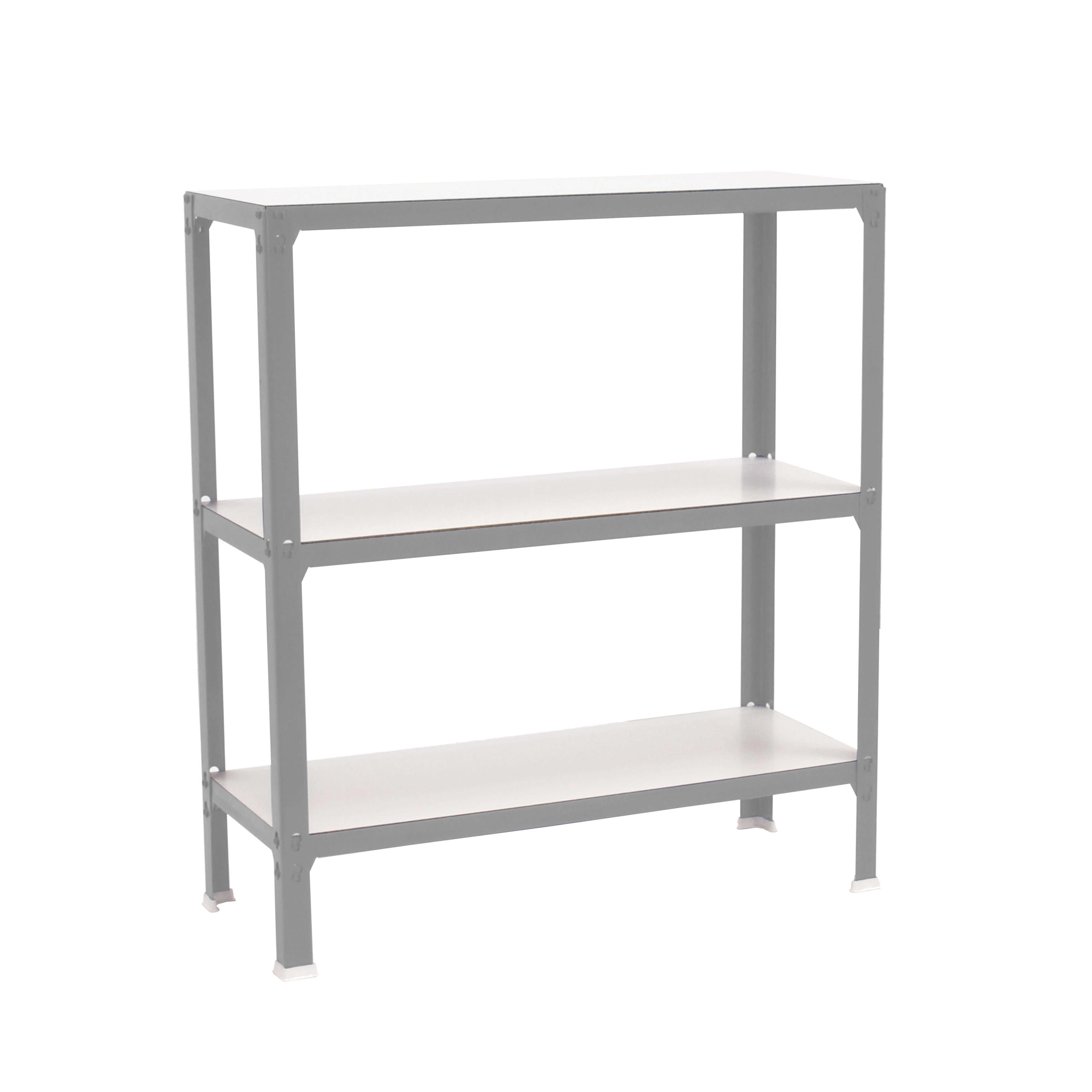 SimonRack Estanteria Metalica Almacenaje de Acero, 900x800x300 mm, 3 Baldas Madera, Soporta 150 kg de Punto Flexión por balda, Gris/Blanco - Simon Home