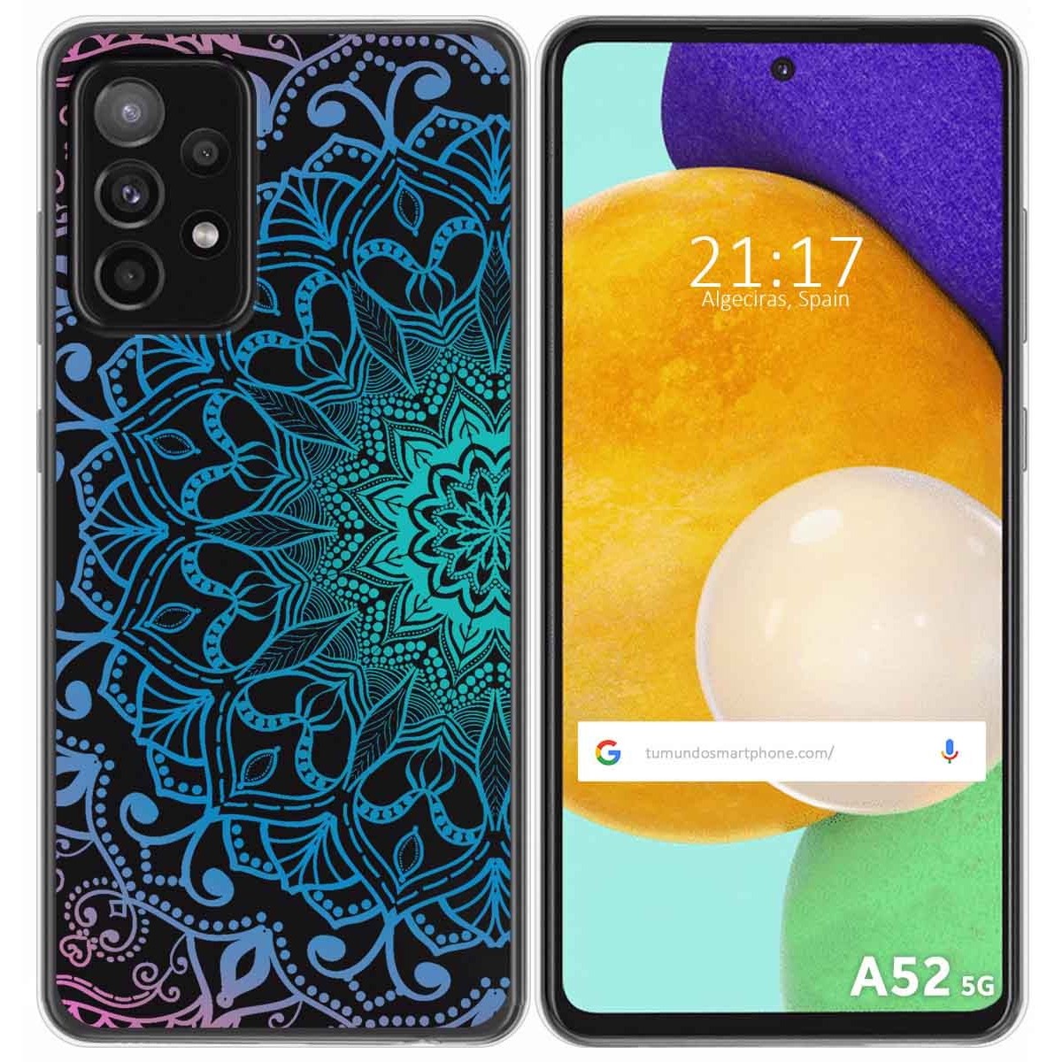 Tumundosmartphone Funda Gel Transparente para Samsung Galaxy A52 / A52 5G / A52s 5G diseño Mandala Dibujos