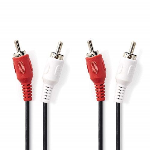 CABLEPELADO Cable de Audio 2X Macho - 2X Macho | Cable de Audio dual | Apto para Blu-Ray, Cine en casa, Subwoofer, equipos HiFi, HDTV | Estereo | 50 cm