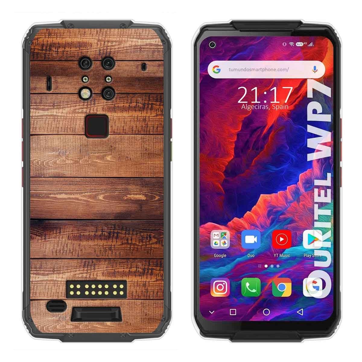 Tumundosmartphone Funda Gel Tpu para Oukitel Wp7 diseño Madera 02 Dibujos