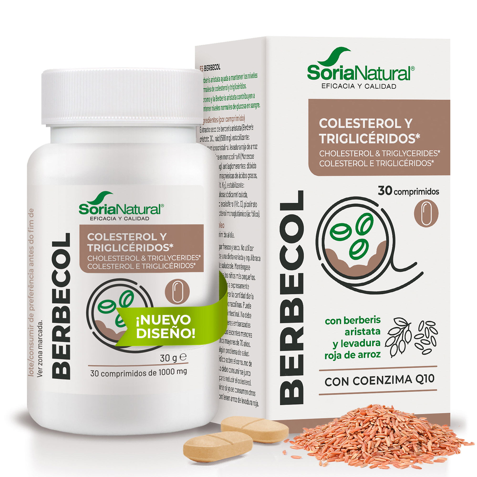Berbecol Soria Natural – Favorece Niveles Normales de Colesterol Sanguíneo - Caja con 30 comprimidos de 1000 mg