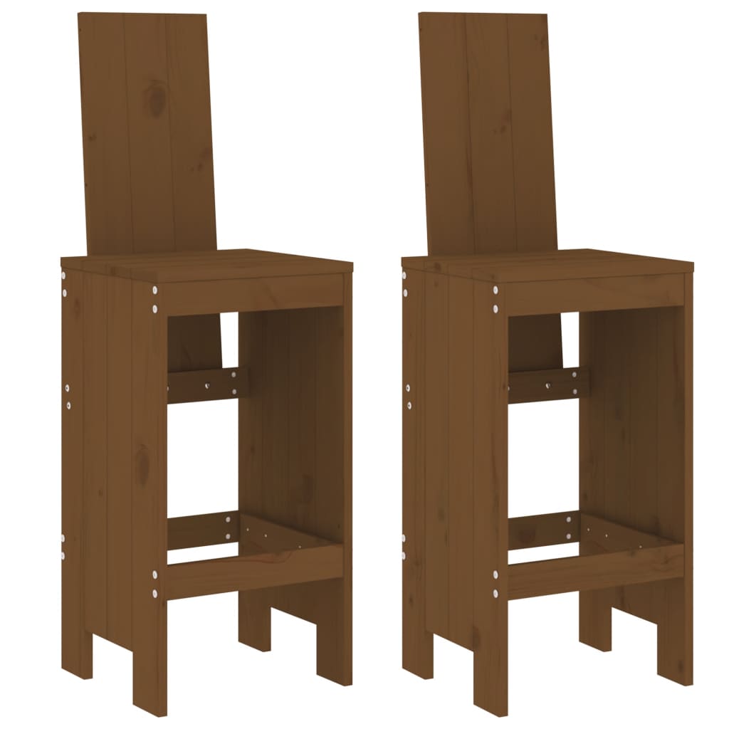 vidaXL Taburetes altos de Exterior, jardín, cocina 2 uds madera maciza 40x42x120 cm