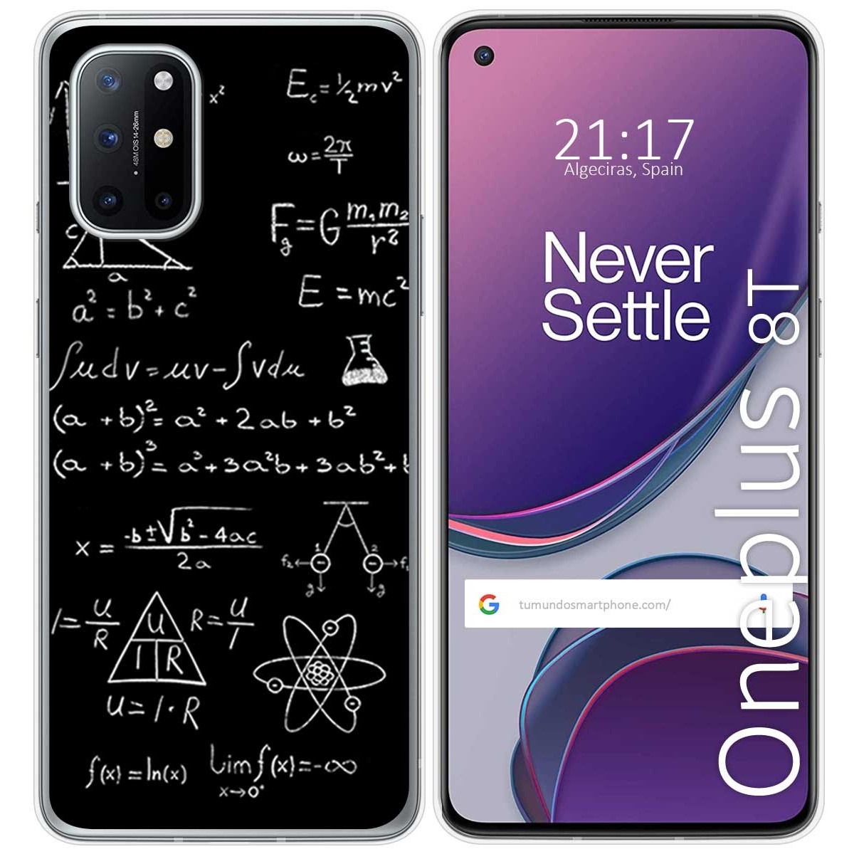 Tumundosmartphone Funda Gel Tpu para OnePlus 8T 5G diseño Formulas Dibujos