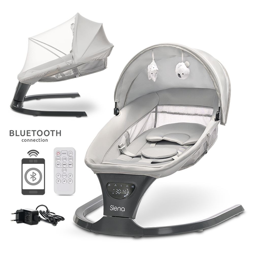 Silla Columpio Eléctrica SIENA para Bebés con 5 Posiciones de Balanceo, Panel Musical y Control por Mando