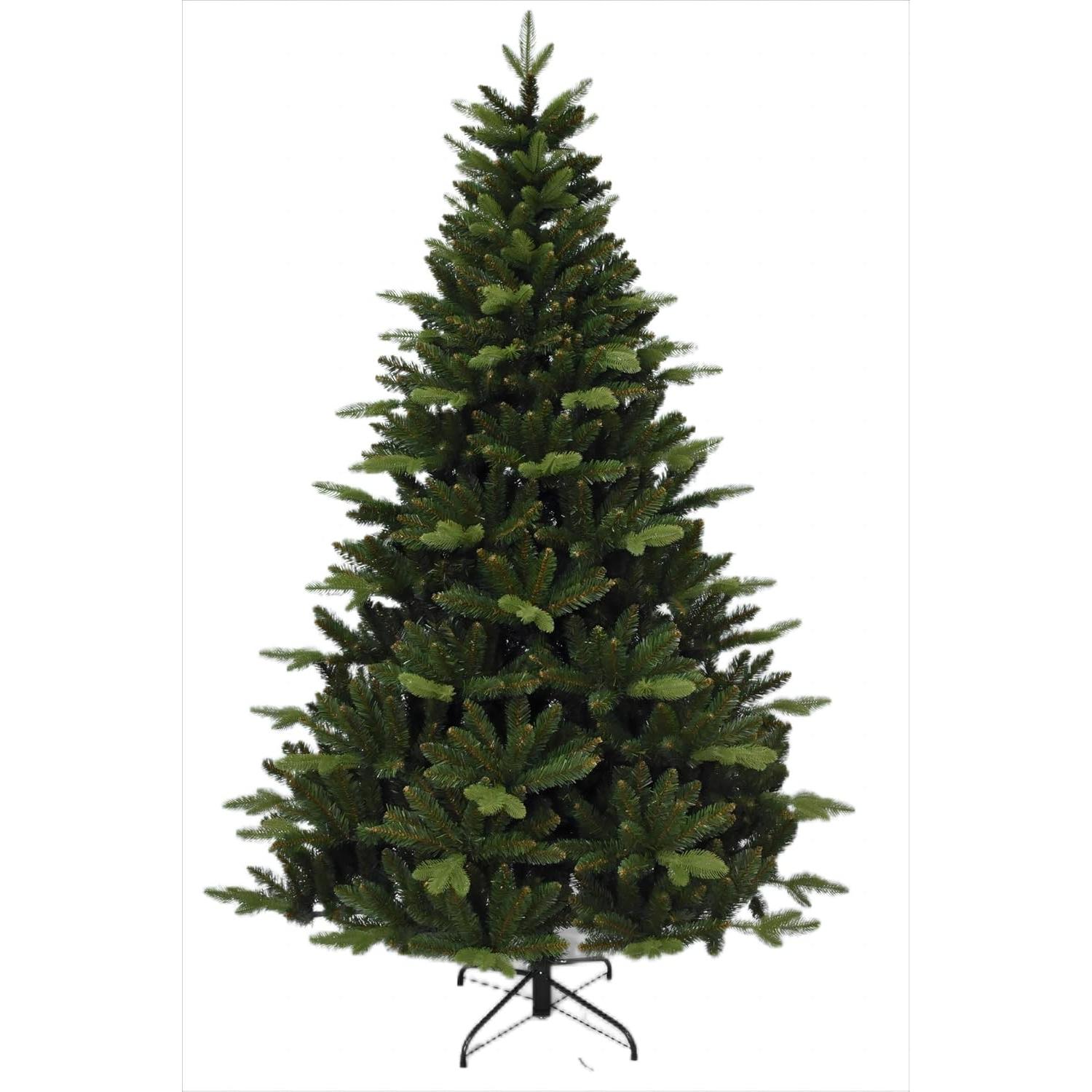 MEJORADA Árbol de Navidad Artificial Automontable Abeto Extra Relleno de Doble Hojas Combinadas 150-210cm Abies Con Soporte Metálico