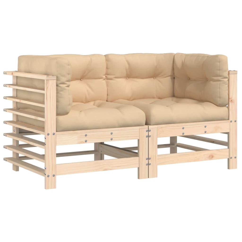 Vidaxl Sofás Esquineros con Cojines 2 Uds Madera Maciza de Pino Pino Natural