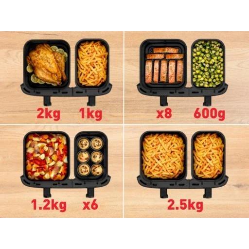 Moulinex - Freidora de aire doble cesta EZ942HF0 11 L y 2020 W con tecnología Dual Easy Fry, hasta un 85 % menos aceite, color carbón vegetal