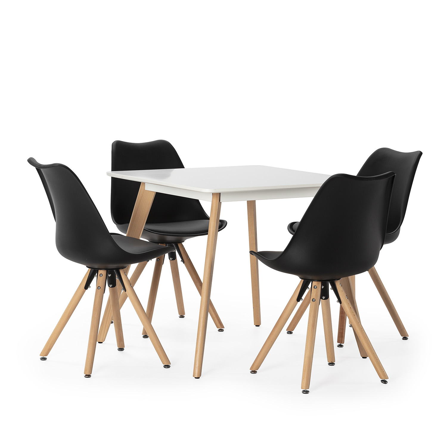 VS Venta-Stock Juego de mesa 80x80 cm y 4 sillas de comedor Kana