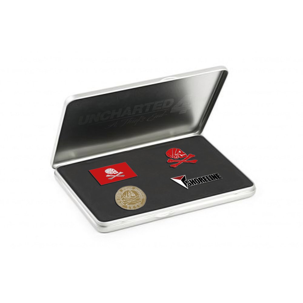 Gaya Entertainment Set de Pins Uncharted 4 - Merchandising Oficial - Juego con 4 Pines - Tamaño 1.2 In - Material de Metal