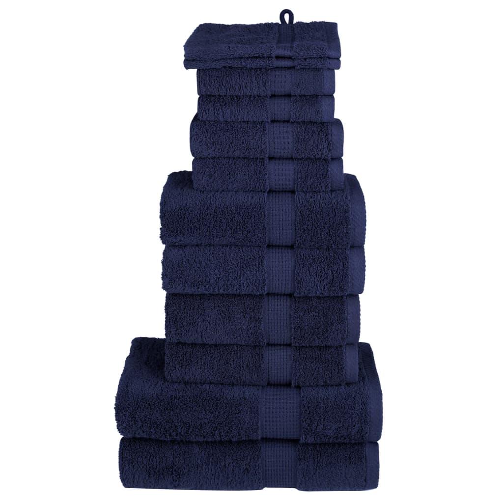 vidaXL Juego de toallas 12 piezas 100% algodón 600 gsm toalla Color Dorado,  Azul,  Azul marino y mas