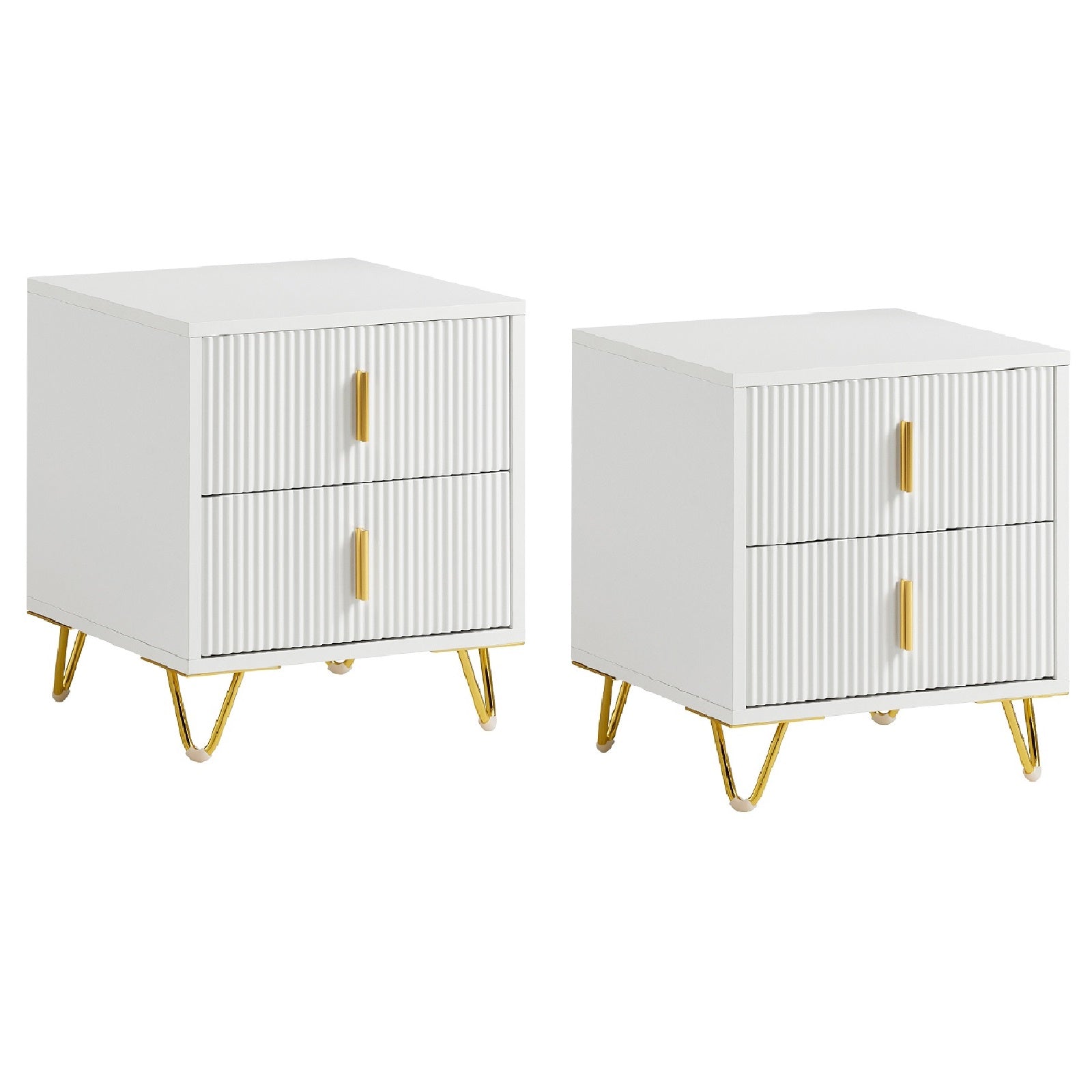SoBuy FBT115-Wx2 Set de 2 Mesitas de Noche Mesa Auxiliar Mobiliario de Salón Moderno con 2 cajones L40xP40xH47 cm ES