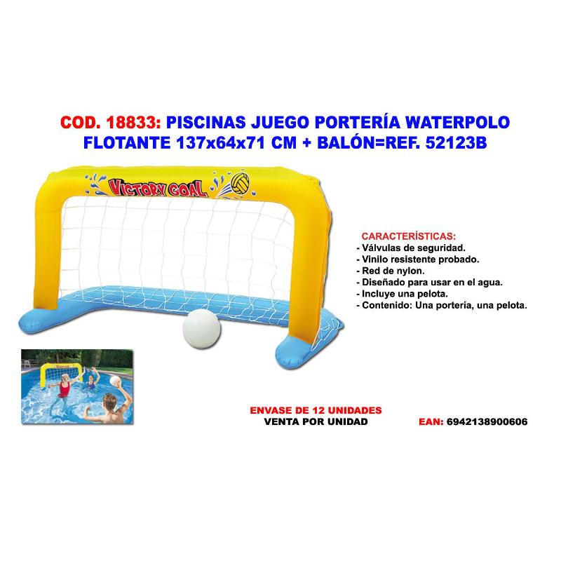 Piscinas juego porteria waterpolo flotante 137x64+balon 52123b