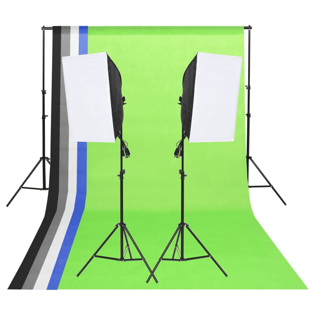 vidaXL Kit iluminación de estudio fotográfico con fondos y softboxes