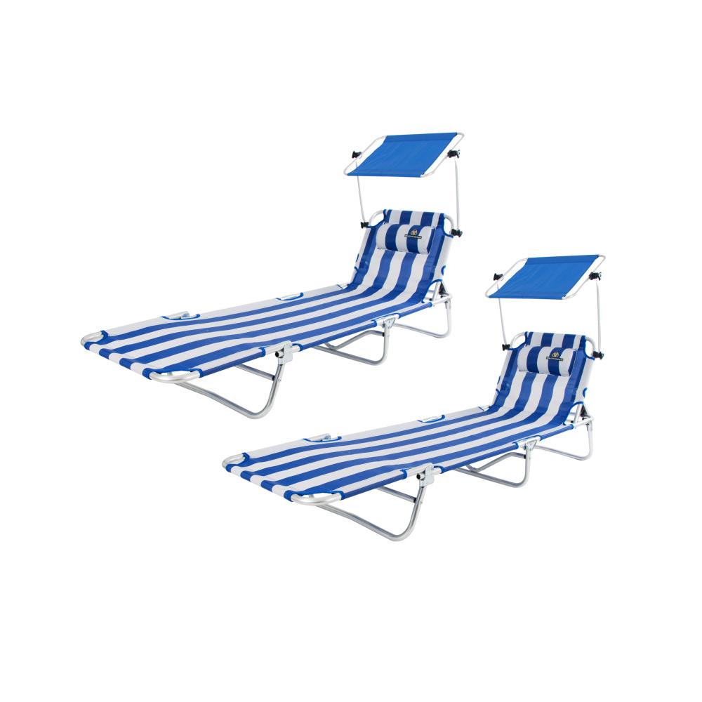 Lote de 2 tumbonas MAGNESIO 1012 con Toldo (Marinera) - Respaldo Ajustable Protección UV 100+ - CREVICOSTA QUALITY MARK MARCAS DE CALIDAD